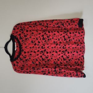 EsQualo Blouse Size 8 Red with Black Flowers